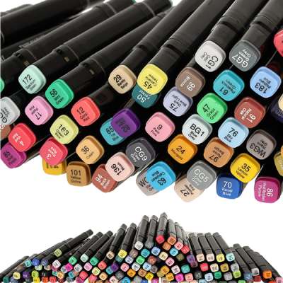 Double-sided alcohol markers in case 120 + stand