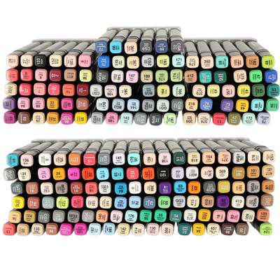 Double-sided alcohol markers in case 204 + stand