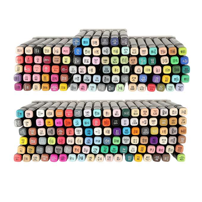 Double-sided alcohol markers in case 204 + stand