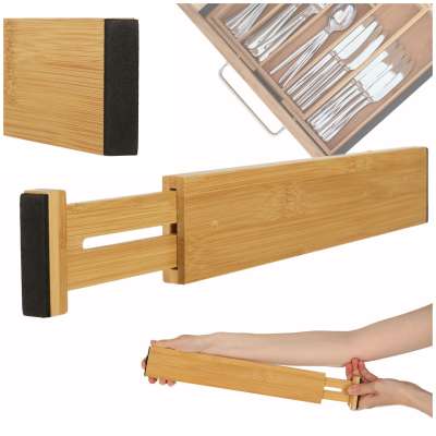Drawer organizer adjustable bamboo separator 56x6x1.5cm 1 piece