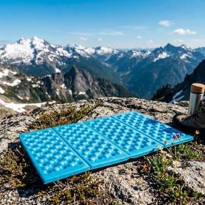 Folding foam mat for seating tourist blue