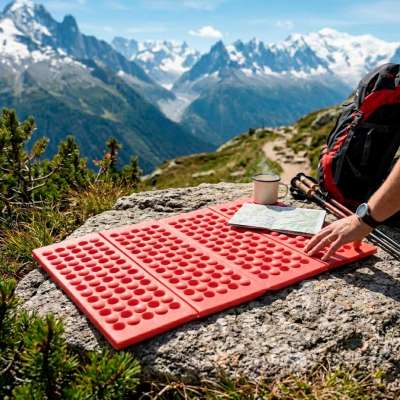 Folding foam mat for seating tourist red