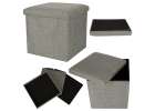 Folding pouffe with storage box grey 38x38x38cm 1