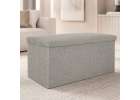 Folding pouffe with storage open to seat footrest gray large 76x38x38cm 8