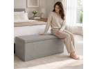 Folding pouffe with storage open to seat footrest gray large 76x38x38cm 9