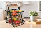 Fruit basket two-tier piled metal wood 2