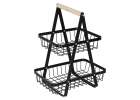 Fruit basket two-tier piled metal wood 4