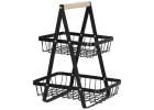 Fruit basket two-tier piled metal wood 6