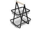 Fruit basket two-tier piled metal wood 7