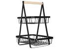 Fruit basket two-tier piled metal wood 8