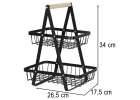 Fruit basket two-tier piled metal wood 11