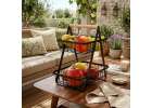 Fruit basket two-tier piled metal wood 13
