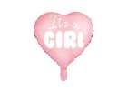 "It's a girl" foil balloon for baby shower heart pink 48cm 1