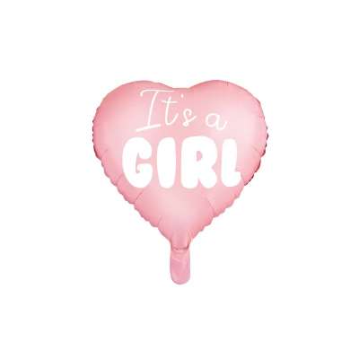 "It's a girl" foil balloon for baby shower heart pink 48cm