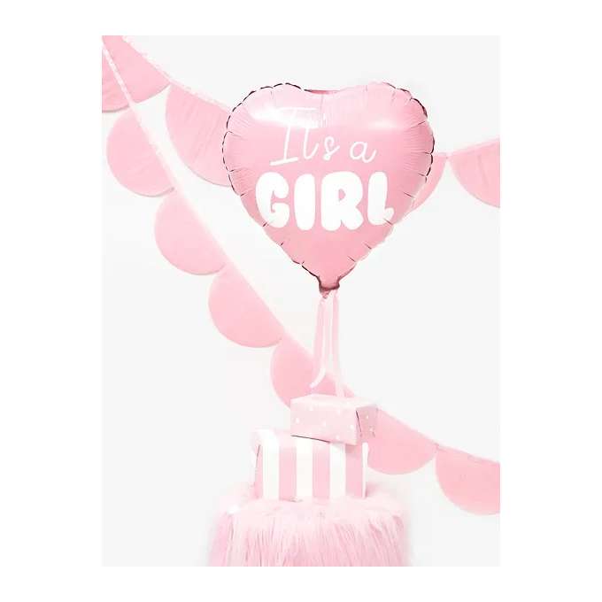 "It's a girl" foil balloon for baby shower heart pink 48cm