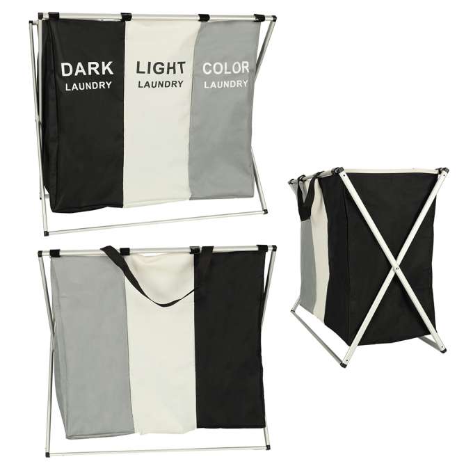 Laundry basket segregation organizer 3 compartments 135l