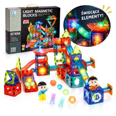 Magnetic blocks marble ball track glowing 202 pieces