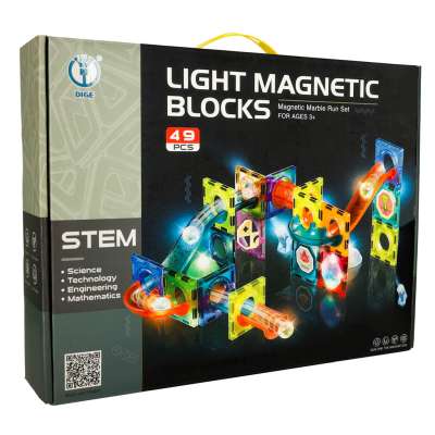 Magnetic blocks marble ball track glowing 49 elements