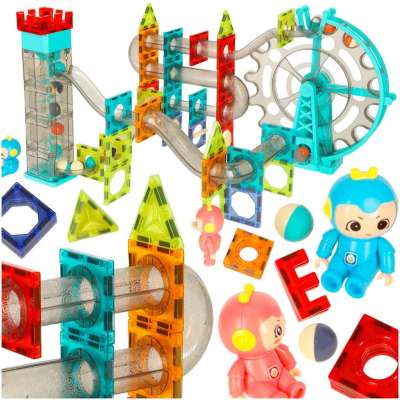 Magnetic blocks marble ball track with sound music 118 elements