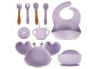 Silicone dishes for kids crab set of 9 items purple 2