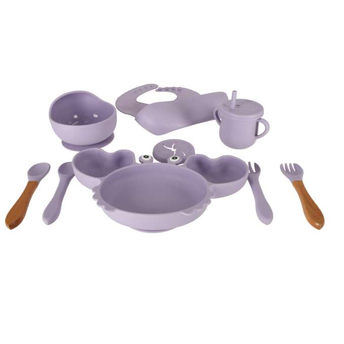 Silicone dishes for kids crab set of 9 items purple