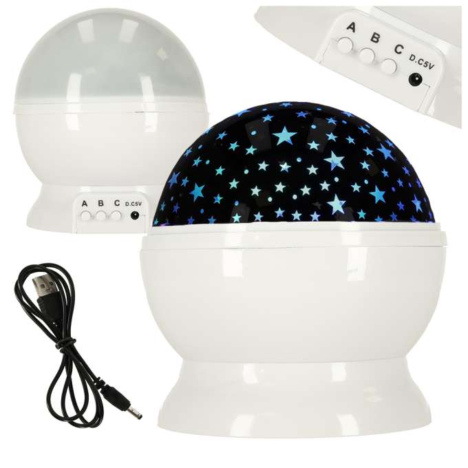 Star projector night light 2-in-1 USB white