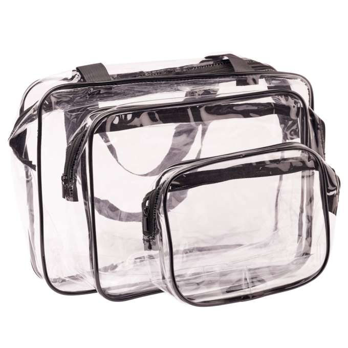 Transparent cosmetic bag travel organizer for airplane 3 pieces