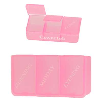 Weekly pill organizer container standing