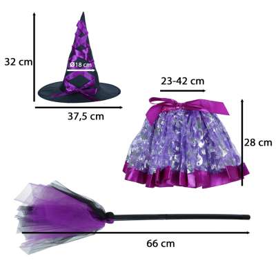 Costume witch witch costume 3 elements purple