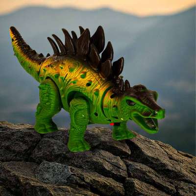 Dinosaur stegosaurus interactive battery toy walks lights roars
