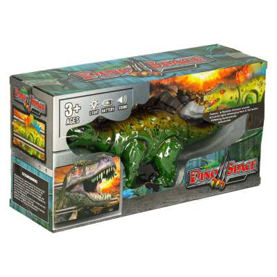Dinosaur stegosaurus interactive battery toy walks lights roars
