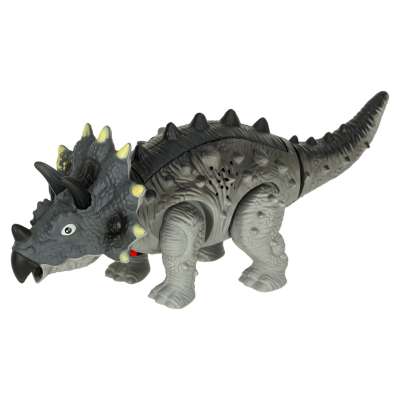Dinosaur triceratops interactive toy with batteries walks lights roars