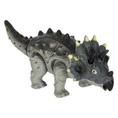Dinosaur triceratops interactive toy with batteries walks lights roars