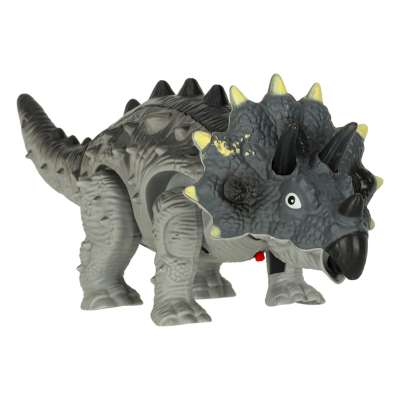 Dinosaur triceratops interactive toy with batteries walks lights roars