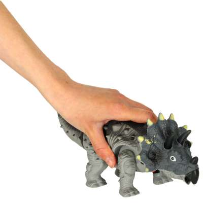 Dinosaur triceratops interactive toy with batteries walks lights roars