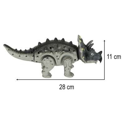 Dinosaur triceratops interactive toy with batteries walks lights roars