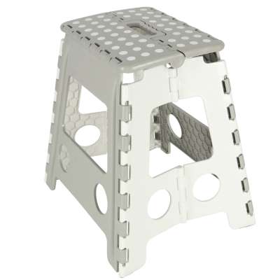 Non-slip folding stool high 39cm light grey