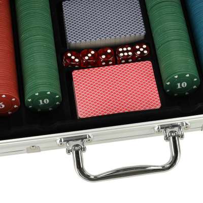 Poker game set in a case 500 chips 2 decks of cards