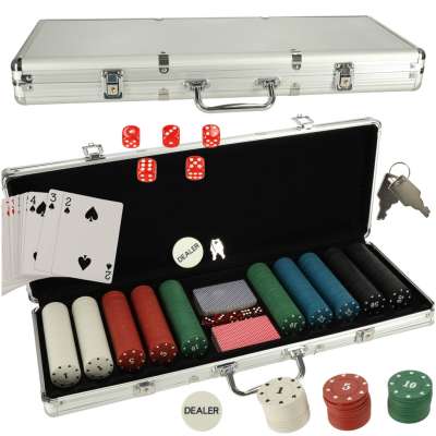 Poker set in suitcase chips cards