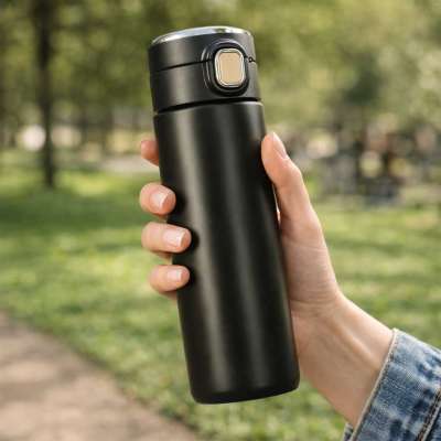 Thermal mug with mouthpiece LED thermos 350ml black