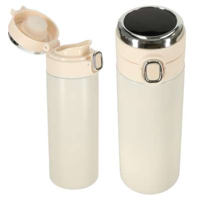 Thermal mug with mouthpiece LED thermos 420ml beige