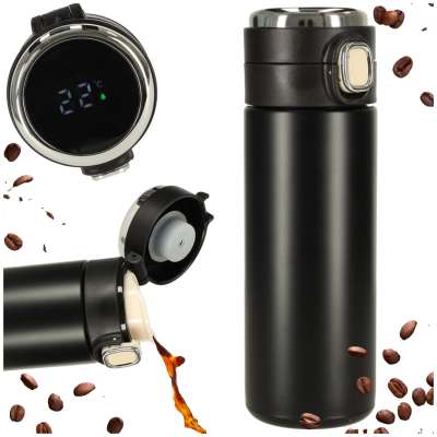Thermal mug with mouthpiece LED thermos 420ml black