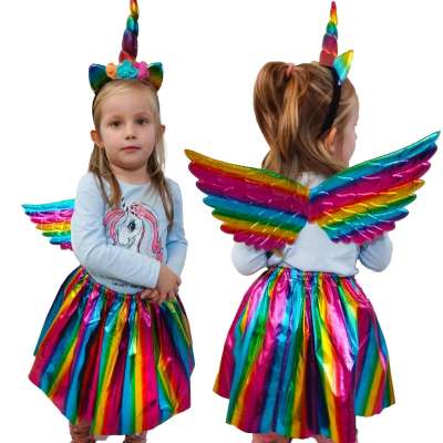 Unicorn costume skirt headband multicolor