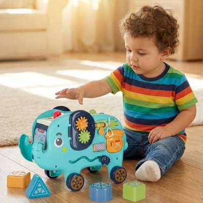 Interactive montessori elephant pounder sorter blocks hammer 26cm