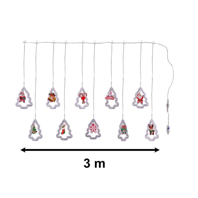 LED Christmas tree picture curtain lights 3m 10 USB bulbs