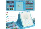 Paint art set in a suitcase 208 items crayons pastels markers markers pens paints ruler blue 1