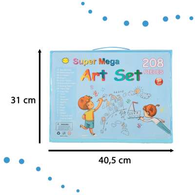 Paint art set in a suitcase 208 items crayons pastels markers markers pens paints ruler blue