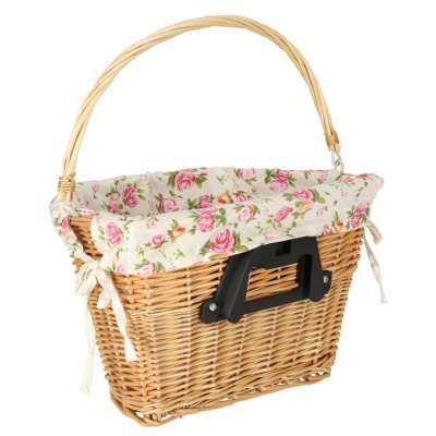 Wicker basket for bicycle front basket woven flower insert