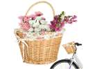 Wicker bicycle basket RALLEX front basket, woven insert, click, flowers 1
