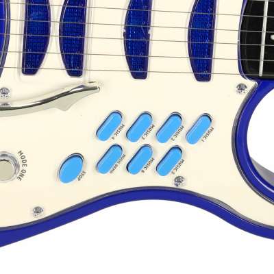 Electric rock guitar with microphone speaker for children blue